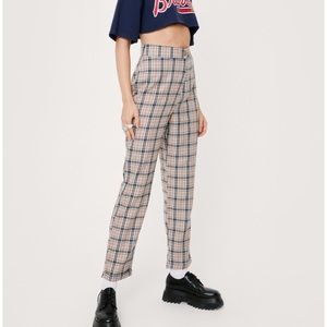 Plaid high waisted trouser pants